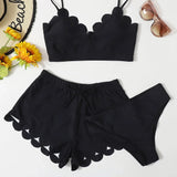 Conjunto de Biquíni 3 Peças Hipster com Alças Finas