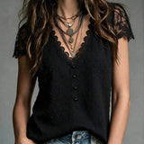 Blusa de Malha com Laço e Botões