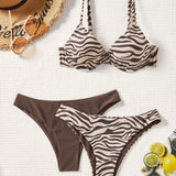 Conjunto Biquíni 3 Peças Zebrado com Tie Back