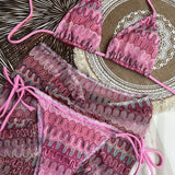 Conjunto de Biquíni Frente-Única com Tie Back 3 Peças