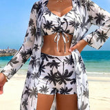 Conjunto Tropical 3 Peças com Saída de Praia