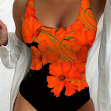 Maiô Floral com Decote U