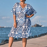 Saída de Praia Plus Size com Babado