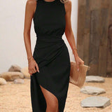 Vestido Longo Envolvente com Bainha Franzida
