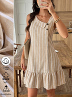 Vestido Curto Boho com Gola Assimétrica e Babado na Barra - La Lecce