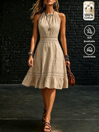 Vestido Curto Frente Única com Babado e Laço