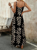 Vestido Longo de Malha com Estampa de Folhas de Coqueiro - La Lecce
