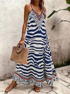 Vestido Longo Estampa de Onça com Alças Finas - La Lecce