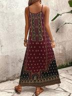 Vestido Longo Estampa de Onça com Alças Finas