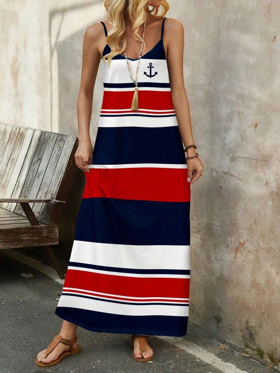 Vestido Longo de Malha com Estampa de Folhas de Coqueiro - La Lecce