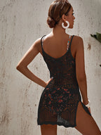 Saída de Praia Crochê Slim Fit com Abertura Lateral