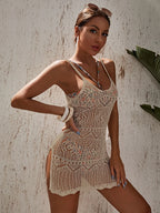 Saída de Praia Crochê Slim Fit com Abertura Lateral