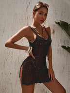 Saída de Praia Crochê Slim Fit com Abertura Lateral