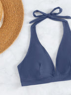 Conjunto de Biquíni Frente-Única com Tie Back e Caleçon 3 Peças