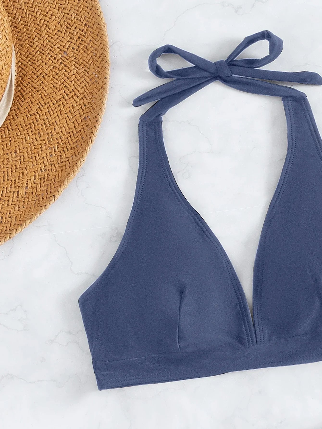 Conjunto de Biquíni Frente-Única com Tie Back e Caleçon 3 Peças