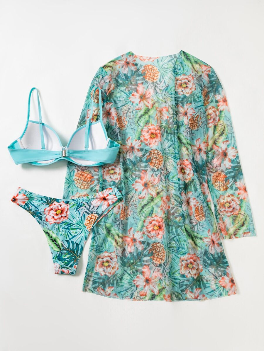 Conjunto Praia Flora Paradise 3 Peças