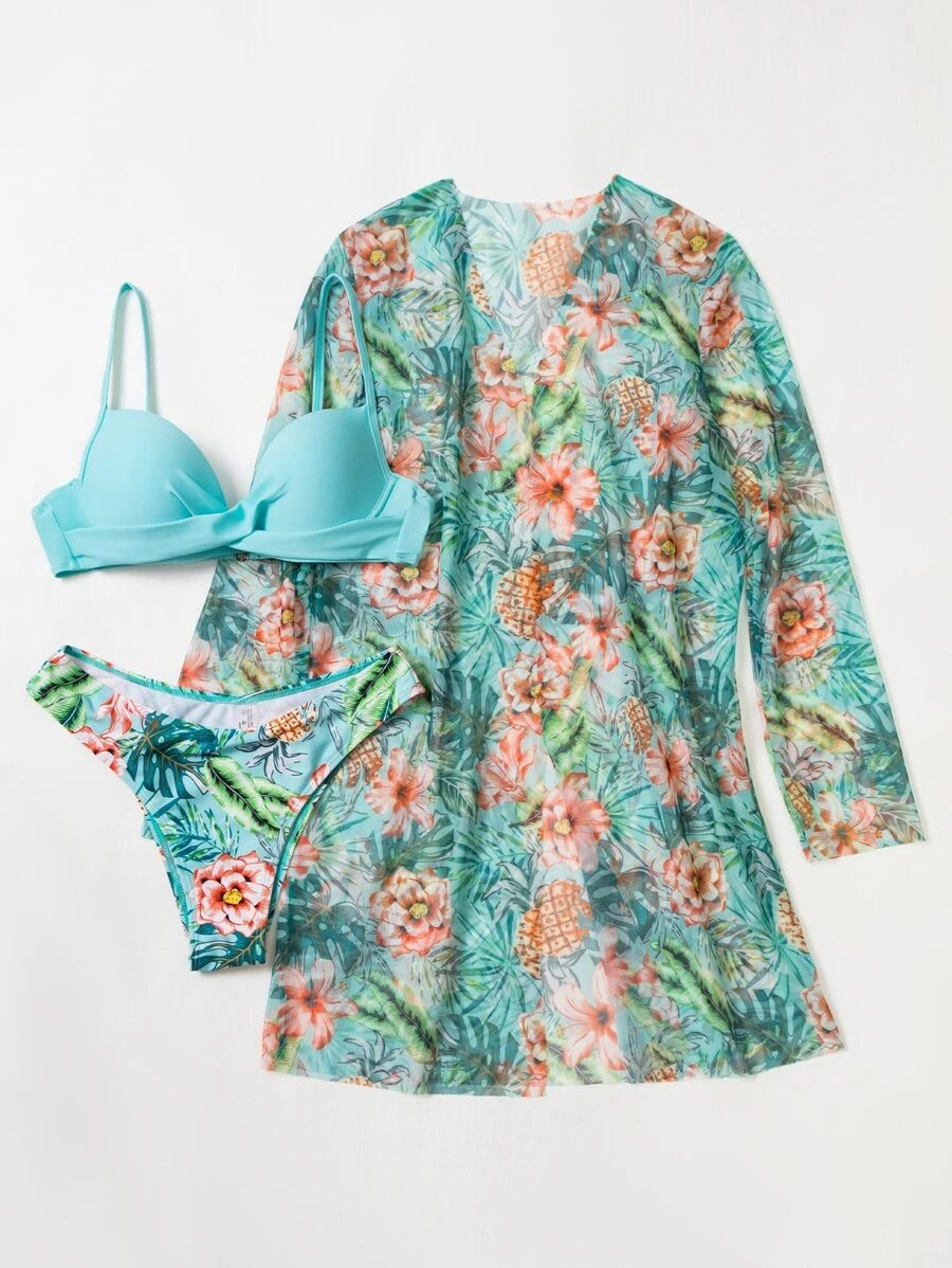 Conjunto Praia Flora Paradise 3 Peças