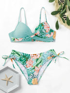 Biquíni Estampado com Alças Finas e Cintura Natural