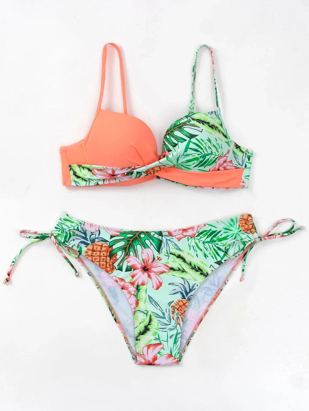 Biquíni Estampado com Alças Finas e Cintura Natural