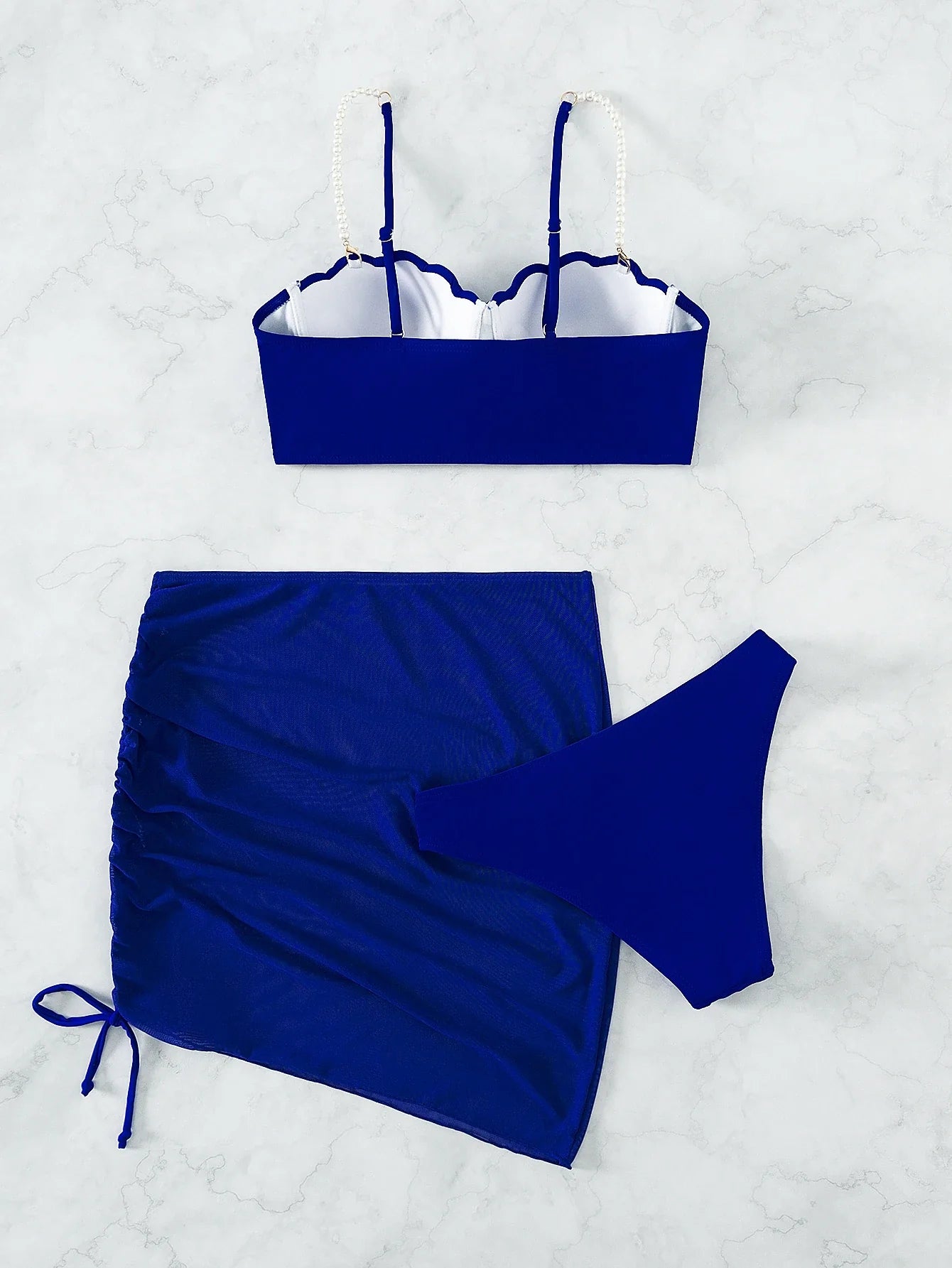 Conjunto de Biquíni 3 Peças Push-Up com Saia Leque