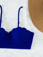 Conjunto de Biquíni 3 Peças Push-Up com Saia Leque