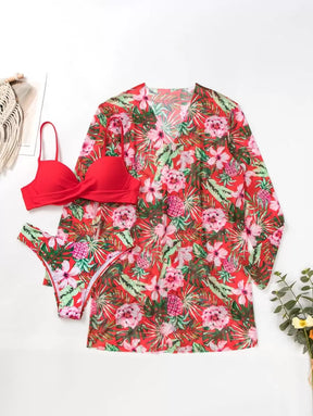 Conjunto Praia Flora Paradise 3 Peças