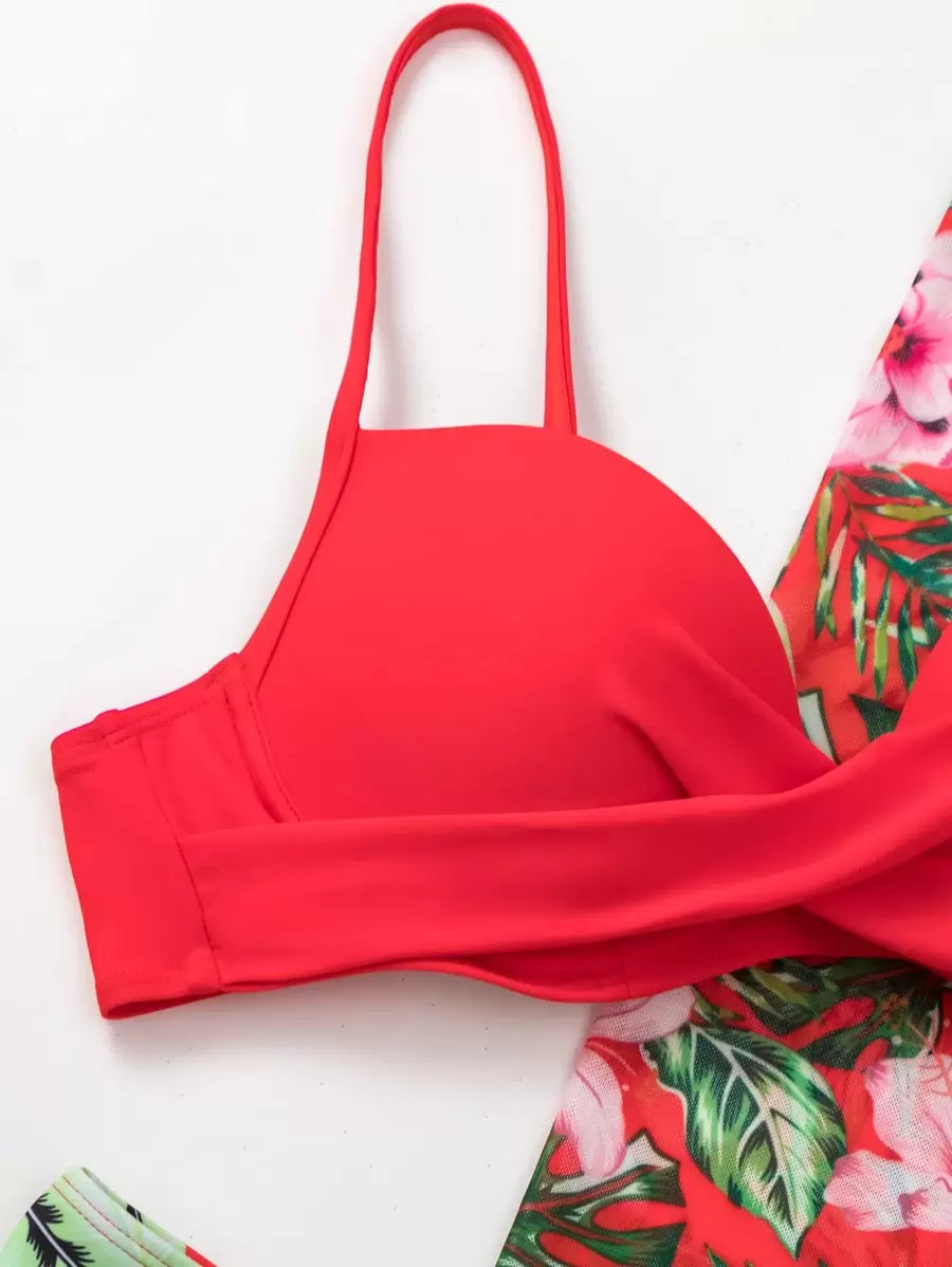 Conjunto Praia Flora Paradise 3 Peças