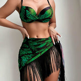 Conjunto Praia Tropical Fringe 3 Peças
