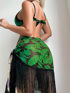 Conjunto Praia Tropical Fringe 3 Peças