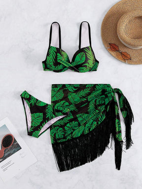 Conjunto Praia Tropical Fringe 3 Peças