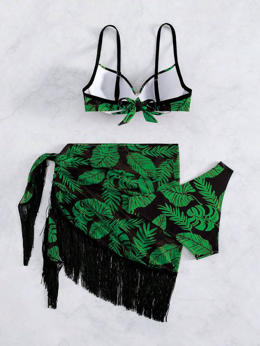 Conjunto Praia Tropical Fringe 3 Peças