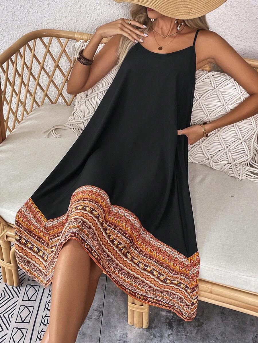 Vestido Midi Cami com Bainha Assimétrica - La Lecce