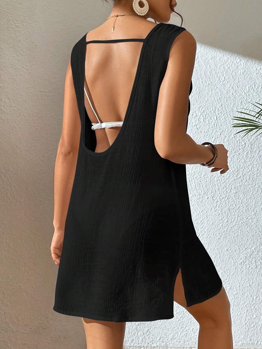 Vestido Saída de Praia com Decote U e Costas Abertas - La Lecce
