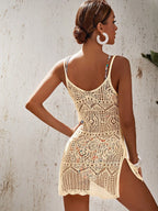 Saída de Praia Crochê Slim Fit com Abertura Lateral