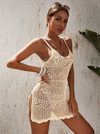 Saída de Praia Crochê Slim Fit com Abertura Lateral