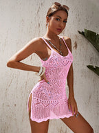 Saída de Praia Crochê Slim Fit com Abertura Lateral