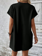 Vestido Curto Camiseta com Bolsos e Manga Morcego - La Lecce