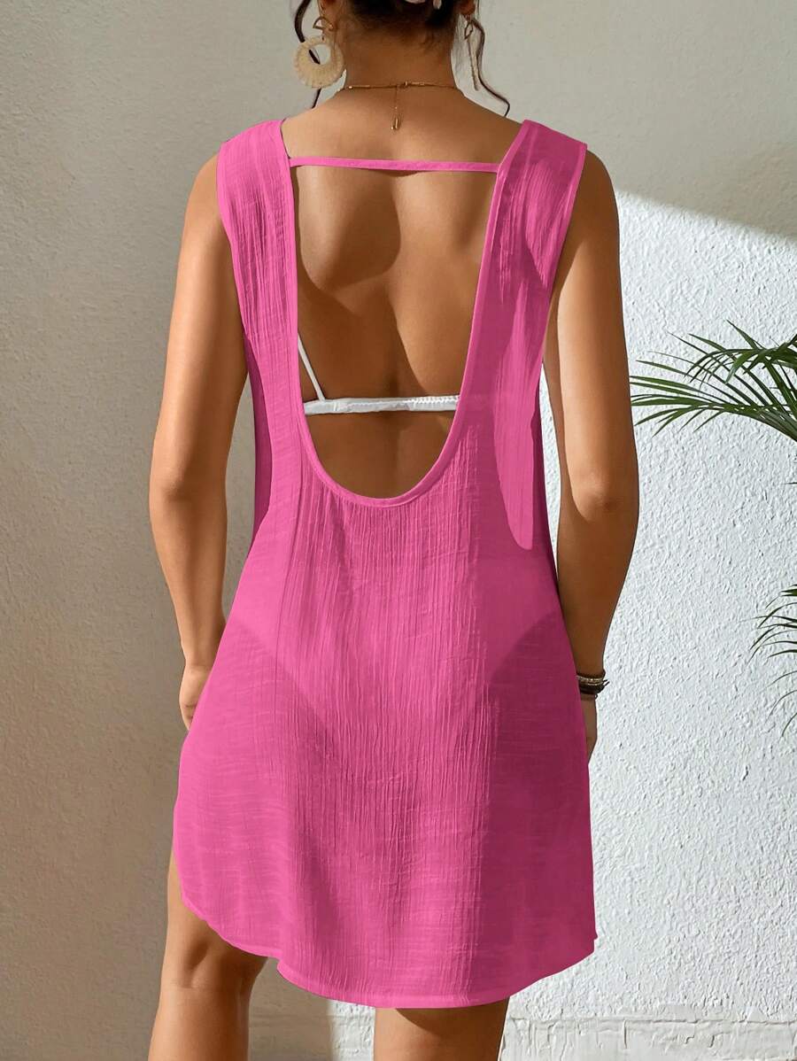 Vestido Saída de Praia com Decote U e Costas Abertas - La Lecce
