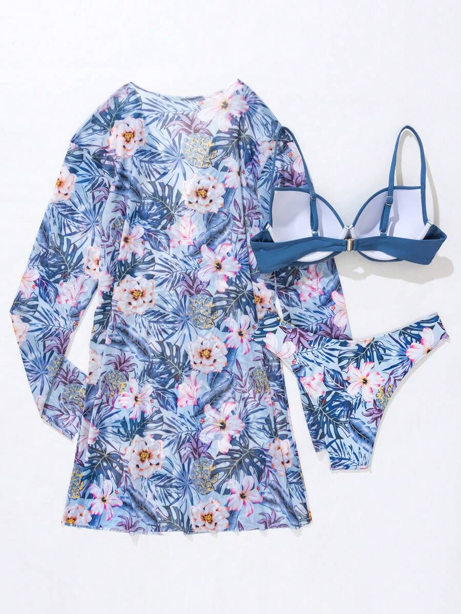 Conjunto Praia Flora Paradise 3 Peças