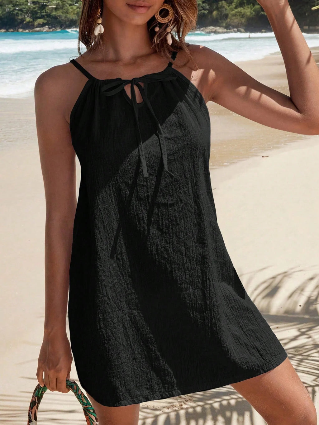 Saída de Praia Vestido Branco Nó na Gola