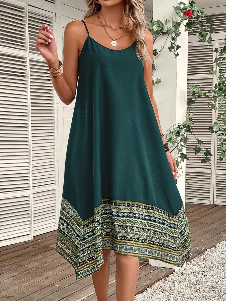 Vestido Midi Cami com Bainha Assimétrica - La Lecce