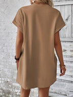 Vestido Curto Camiseta com Bolsos e Manga Morcego - La Lecce