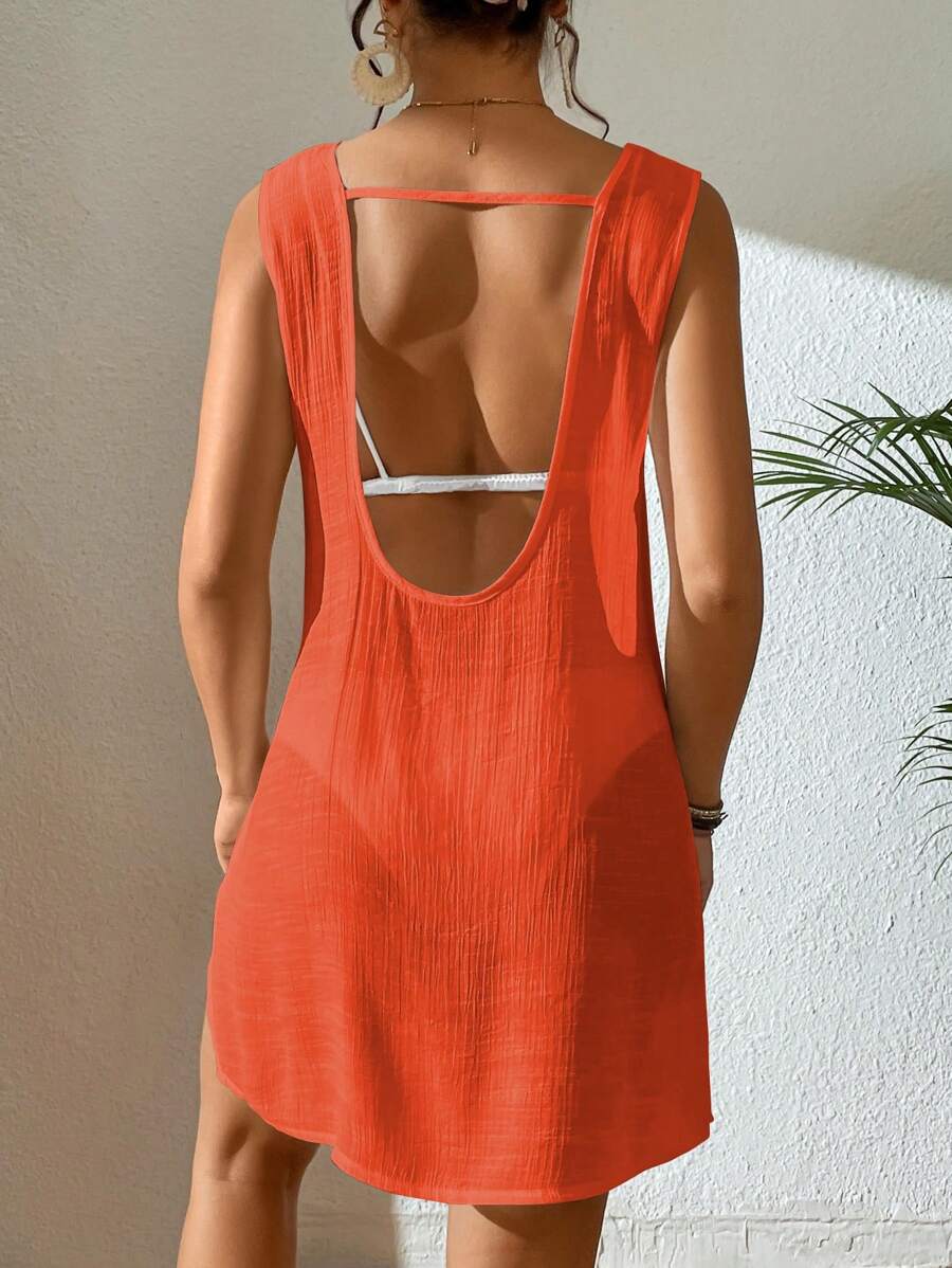 Vestido Saída de Praia com Decote U e Costas Abertas - La Lecce