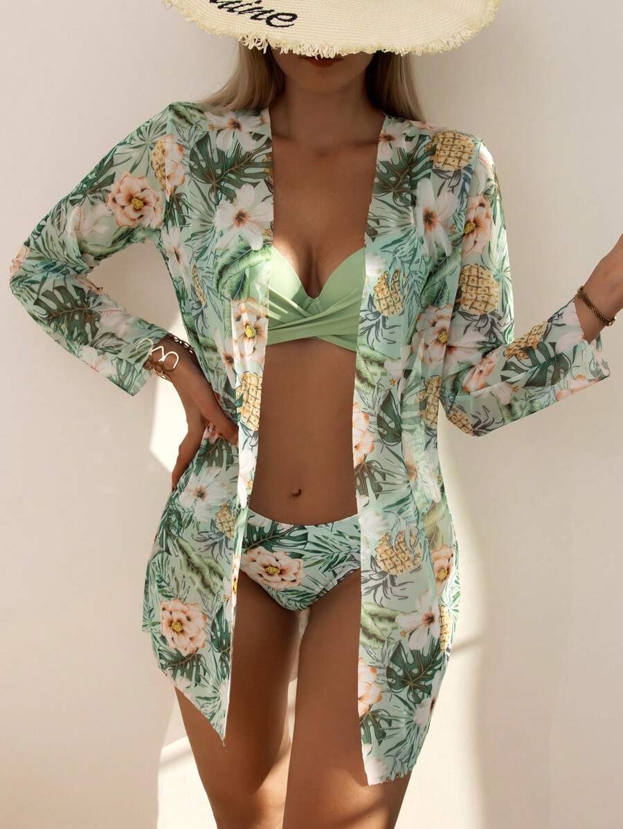 Conjunto Praia Flora Paradise 3 Peças