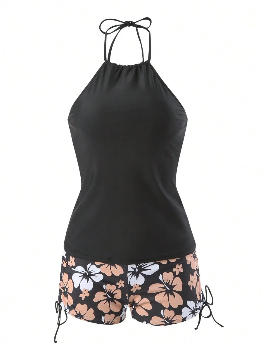 Conjunto Praia Floral Wave 3 Peças