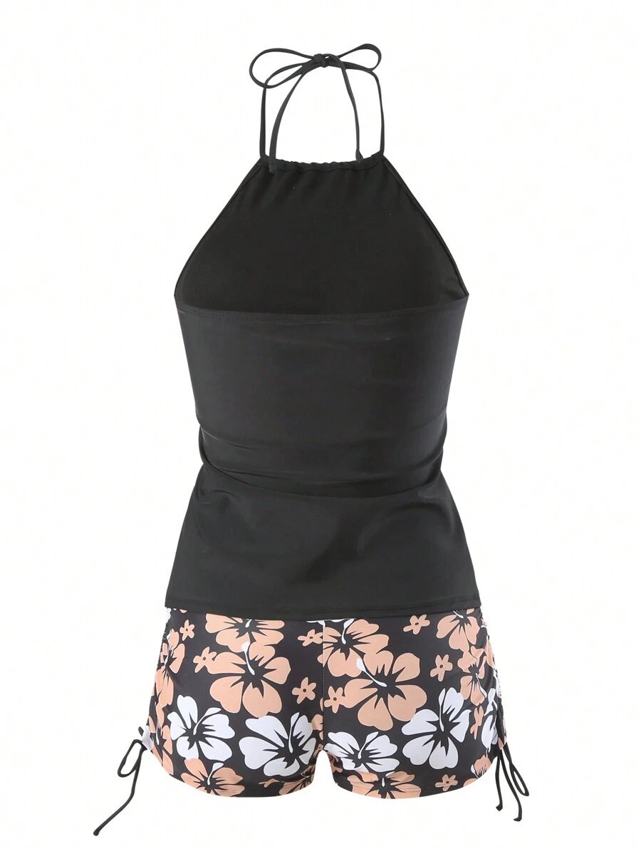 Conjunto Praia Floral Wave 3 Peças