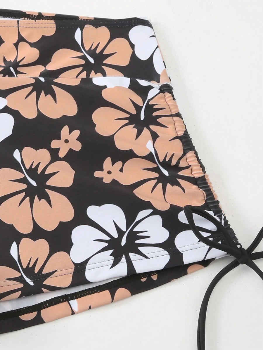 Conjunto Praia Floral Wave 3 Peças