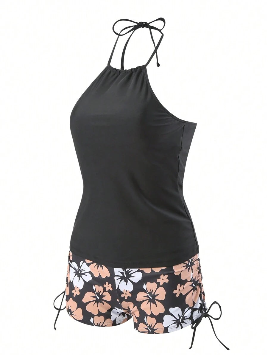 Conjunto Praia Floral Wave 3 Peças