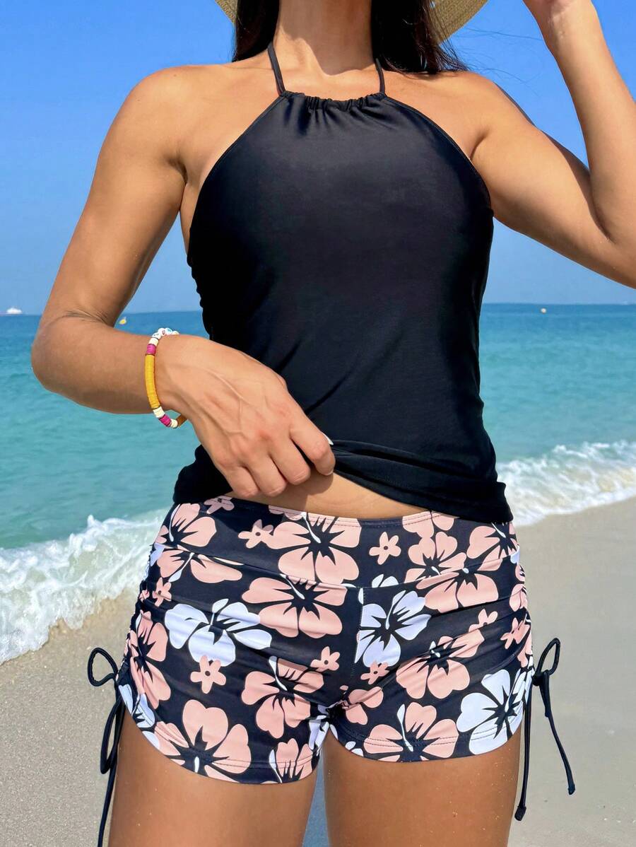 Conjunto Praia Floral Wave 3 Peças