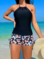 Conjunto Praia Floral Wave 3 Peças